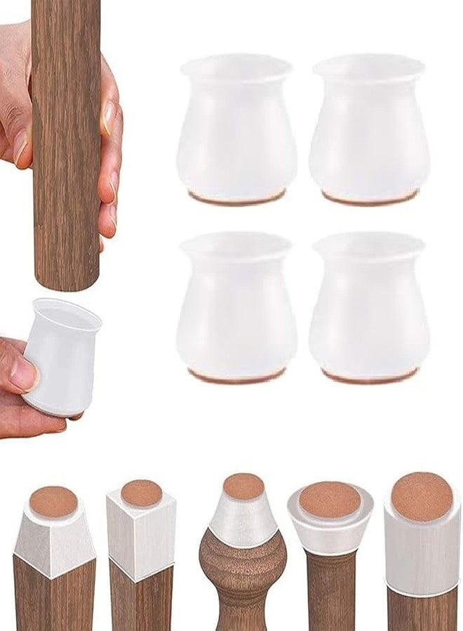 Clickswift Silicone Square Chair Leg Covers to Prevent Scratches, Reduce Noise, Anti-Slip, Smooth Moving Furniture Leg Covers for Chair, Stool Table Transparent Color 4 Pcs - Image 1